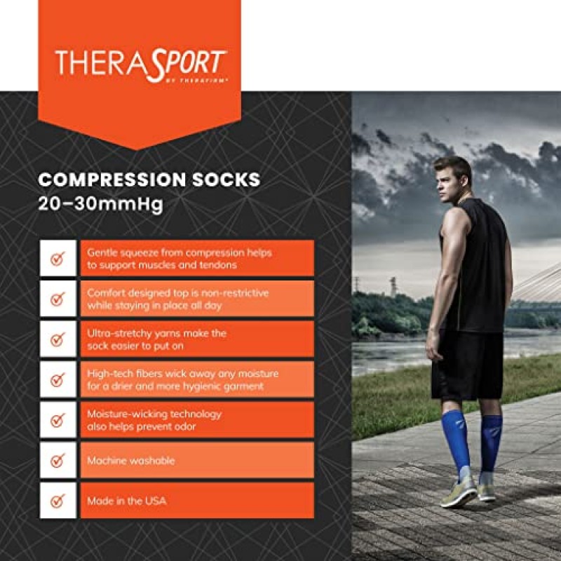 THERASPORT 20-30mmHg 중간 압축 운동 성능 양말