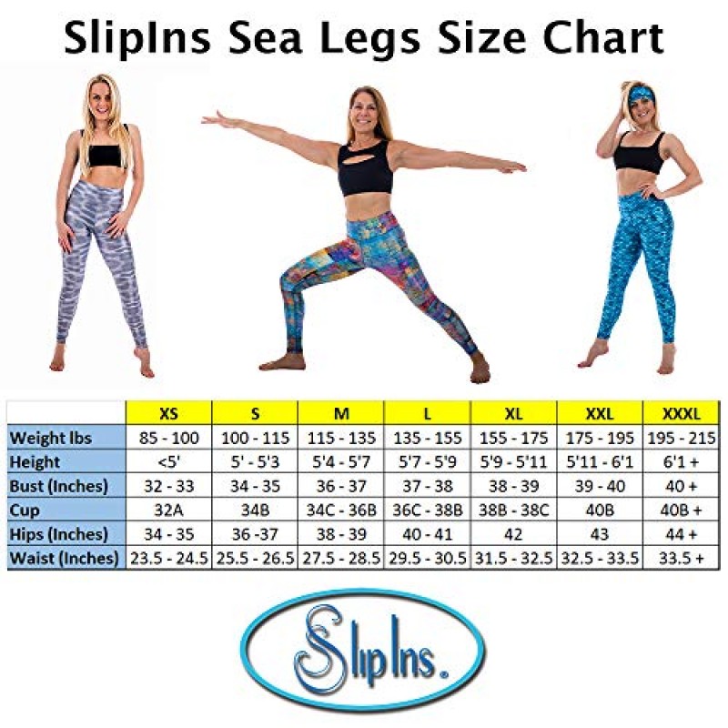 Slipins Sea Legs 60+ UPF 보호 기능이 있는 자외선 차단 레깅스 - 요가, 서핑, 수영, 다이빙, 스노클링, 수상 스포츠용