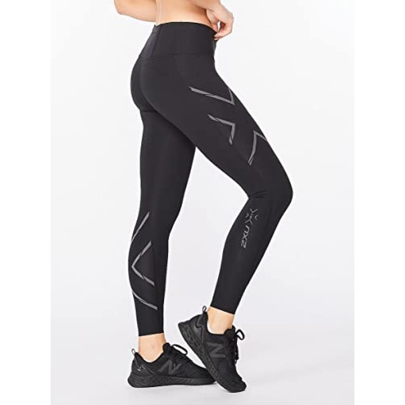 2XU 여성용 라이트 스피드 압축 스타킹 - 향상된 러닝 성능을 위한 가볍고 유연한 지원(블랙/블랙 반사, 미디엄)