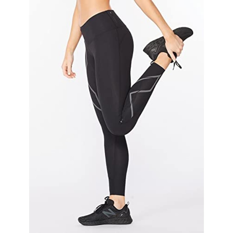 2XU 여성용 라이트 스피드 압축 스타킹 - 향상된 러닝 성능을 위한 가볍고 유연한 지원(블랙/블랙 반사, 미디엄)