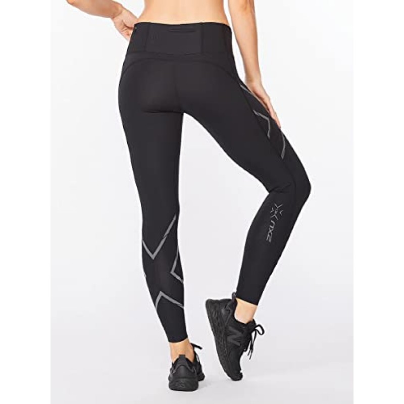 2XU 여성용 라이트 스피드 압축 스타킹 - 향상된 러닝 성능을 위한 가볍고 유연한 지원(블랙/블랙 반사, 미디엄)