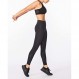 2XU 트레이닝 및 피트니스용 플랫 와이드 허리밴드가 있는 여성용 포스 미드라이즈 압축 스타킹, 블랙/네로, 미디엄
