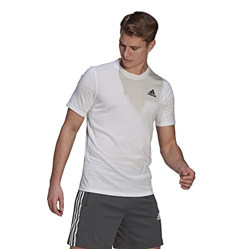 adidas Aeroready Designed 2 Move 스포츠 티셔츠 (스몰) 화이트