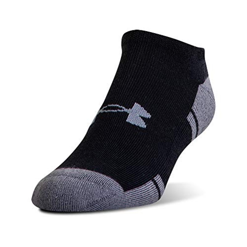 Under Armour 성인용 저항기 3.0 노쇼 양말, 6켤레, 블랙/흑연, 신발 사이즈: 남성용 9-12.5, 여성용 11-13 저항기 3.0 크루 양말, 6켤레, 블랙/흑연, 대형