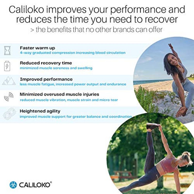 CALILOKO - 오션사이드 롱 타이즈 - 리커버리 컴프레션 레깅스 - UPF 50+