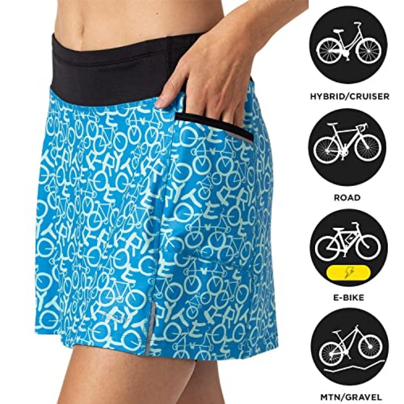Terry Trixie Bike Skort - 패딩 처리된 라이너가 부착된 여성용 올인원 사이클링 스커트