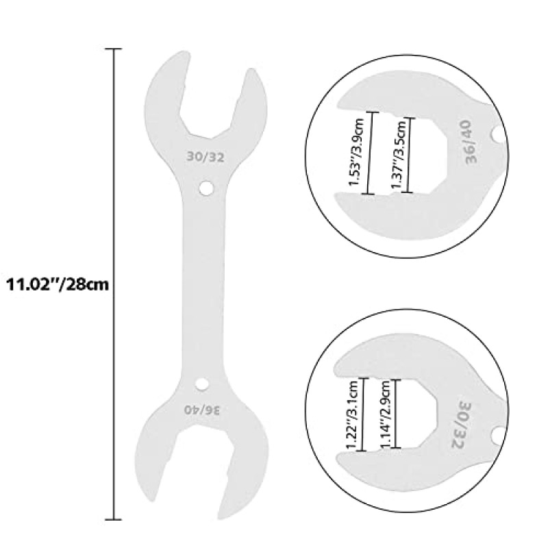 QKURT 4 in 1 자전거 헤드셋 렌치, 헤비듀티 30/32/36/40mm 자전거 헤드셋 렌치 스패너