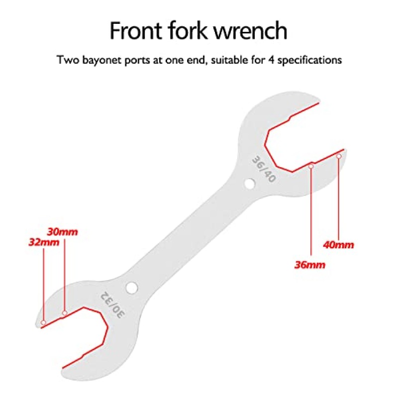 QKURT 4 in 1 자전거 헤드셋 렌치, 헤비듀티 30/32/36/40mm 자전거 헤드셋 렌치 스패너