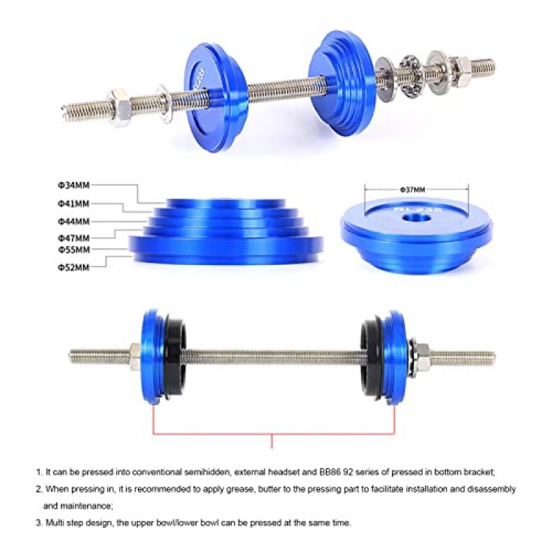 Vbestlife 자전거 헤드셋 컵 프레스 도구, 스테인레스 스틸 및 알루미늄 합금 자전거 밑면 브래킷 프레스 자전거 수리용 설치 도구