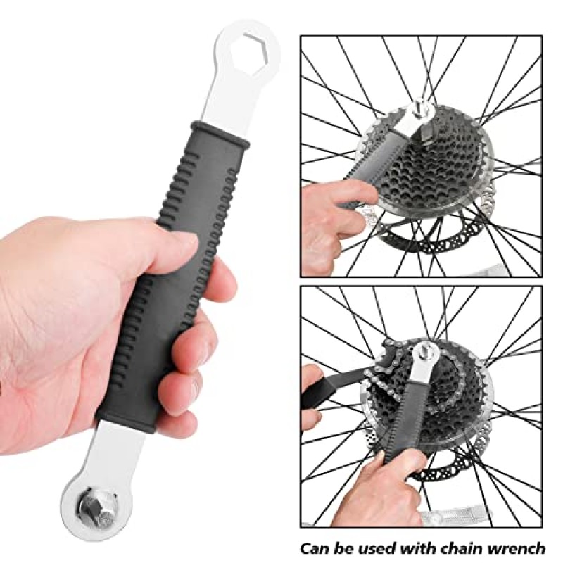 Oumers 자전거 수리 도구, 다용도 자전거 크랭크 추출기 + 자전거 밑면 브래킷 리무버 + 16mm 스패너 렌치 + 자전거 크랭크 및 프리휠 제거용 육각 머리 크랭크 암 볼트