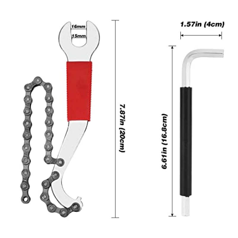 Oumers 자전거 플라이휠 리무버 도구 세트, 자전거 스프로킷 리무버 체인 휩 페달 렌치 + 로터 잠금 링 제거 + 사각 헤드가 있는 알렌 렌치가 있는 자전거 카세트 제거 도구