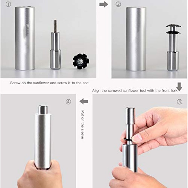 Keenso 스타 너트 설정 도구, 프론트 포크 해바라기 운전 도구 무료 예비 특수 나사 및 1 개의 무료 시작 너트가있는 자전거 포크 스타 너트 설정 설치 프로그램