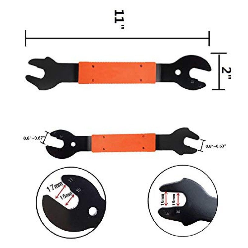 Tfwadmx 자전거 페달 렌치 자전거 스패너 15, 16, 17 mm 자전거 타기 용 수리 제거 도구 산악 자전거 MTB BMX