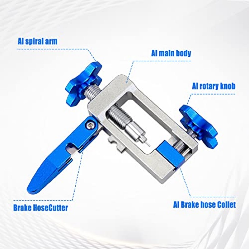 JOJOCY 자전거 유압 디스크 브레이크 니들 드라이버 삽입 도구 호스 피팅 삽입 도구 브레이크 라인 MTB 및 도로 자전거 용 호스 커터가있는 튜브 입구 장치