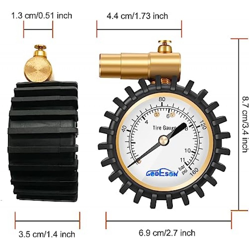 GODESON 프레스타 타이어 압력 게이지, 프레스타 밸브 타이어 압력 게이지