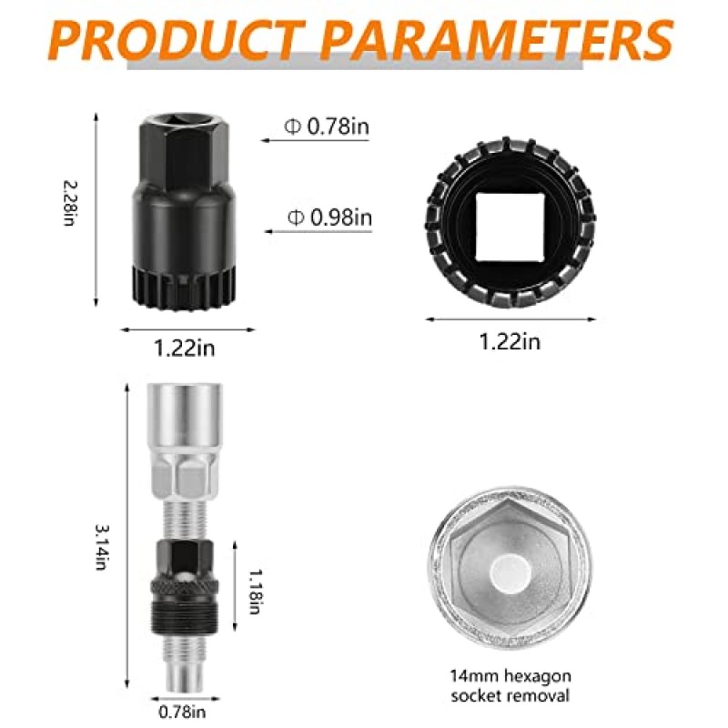 Oumers 자전거 크랭크 풀러 도구 세트, 3 팩 16mm 자전거 스패너 렌치가있는 자전거 수리 도구, 자전거 밑면 브래킷 리무버, 자전거 크랭크 제거에 적합한 자전거 크랭크 추출기
