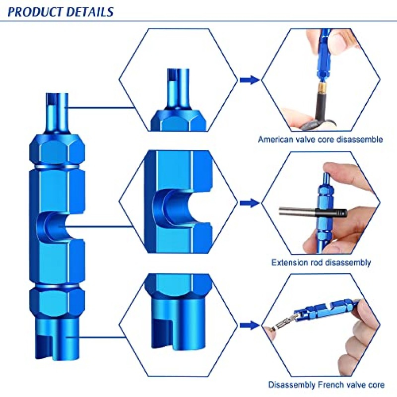 Chihutown 8Pcs 사이클링 주사기 키트, 스위치가있는 튜브리스 타이어 실란트 인젝터, Presta 밸브 코어 및 제거 도구, 튜브 없음 타이어 실란트 자전거