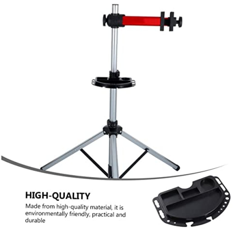 Toddmomy 1pc 수리 자전거 수리 스테이션 휴대용 작업대 정비공 도구 보관 선반 플라스틱 삼각대 베이스 스탠드 작업 트레이 휴대용 자전거 수리 랙 자전거 디스플레이 지원 수리 작업대