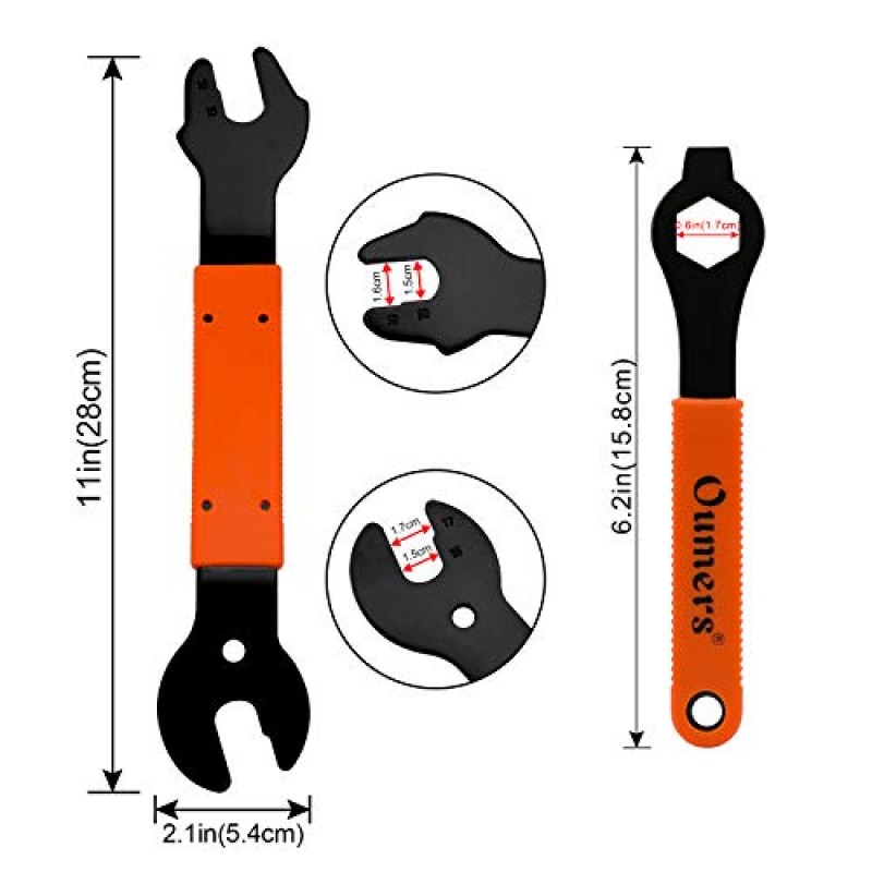 QKURT 자전거 페달 렌치 + 자전거 크랭크 추출기 + 자전거 밑면 브래킷 리무버 + 16mm 스패너 렌치, 4 PCS 전문 자전거 페달 및 크랭크 암 제거 도구