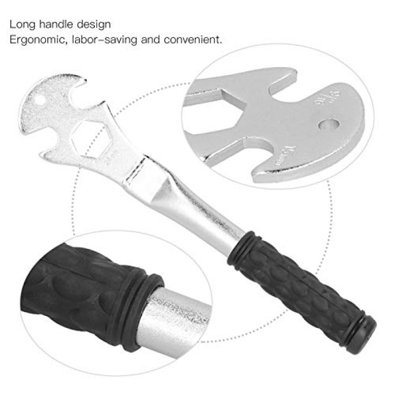 Uxsiya 페달 스패너, 미끄럼 방지 쉬운 작동 자전거 수리 렌치 산악 및 도로 자전거용 15mm 및 9/16인치 각진 그루브