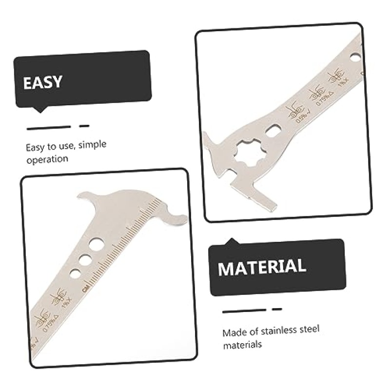 KOMBIUDA 체인 도구 자전거 체인 304 스테인레스 스틸 체인 표시기 수리 점검 눈금자 자전거 액세서리 수리 체인 측정 눈금자 자전거 체인 눈금자 타이어 금속 눈금자 용 토크 렌치
