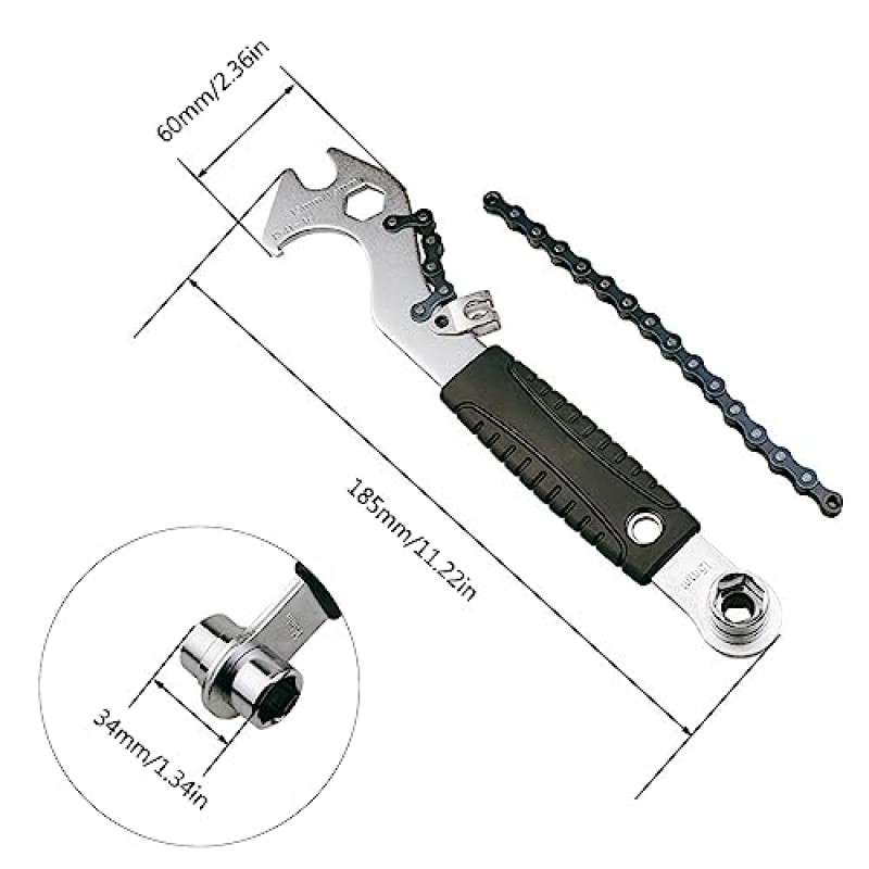 Yungluner 산악 자전거 수리 도구 Freewheels 리무버 도구 자전거 체인 추출기 렌치 체인 후크 하단 브래킷 제거 도구 Freewheels 제거 도구