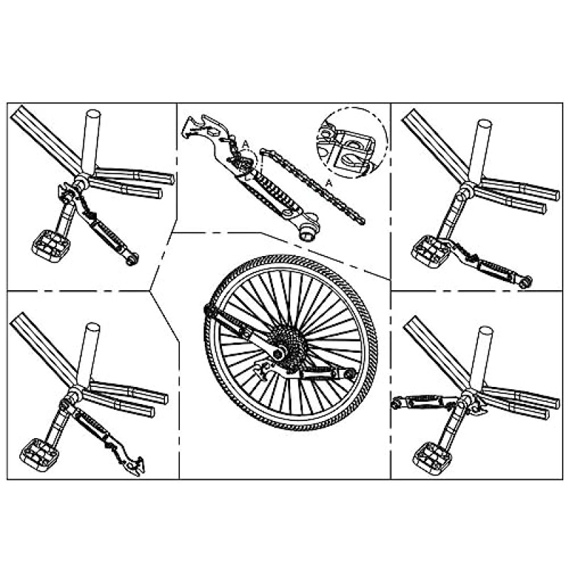 Yungluner 산악 자전거 수리 도구 Freewheels 리무버 도구 자전거 체인 추출기 렌치 체인 후크 하단 브래킷 제거 도구 Freewheels 제거 도구