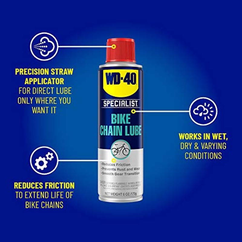 WD-40 전문 자전거 체인 윤활유, 6온스