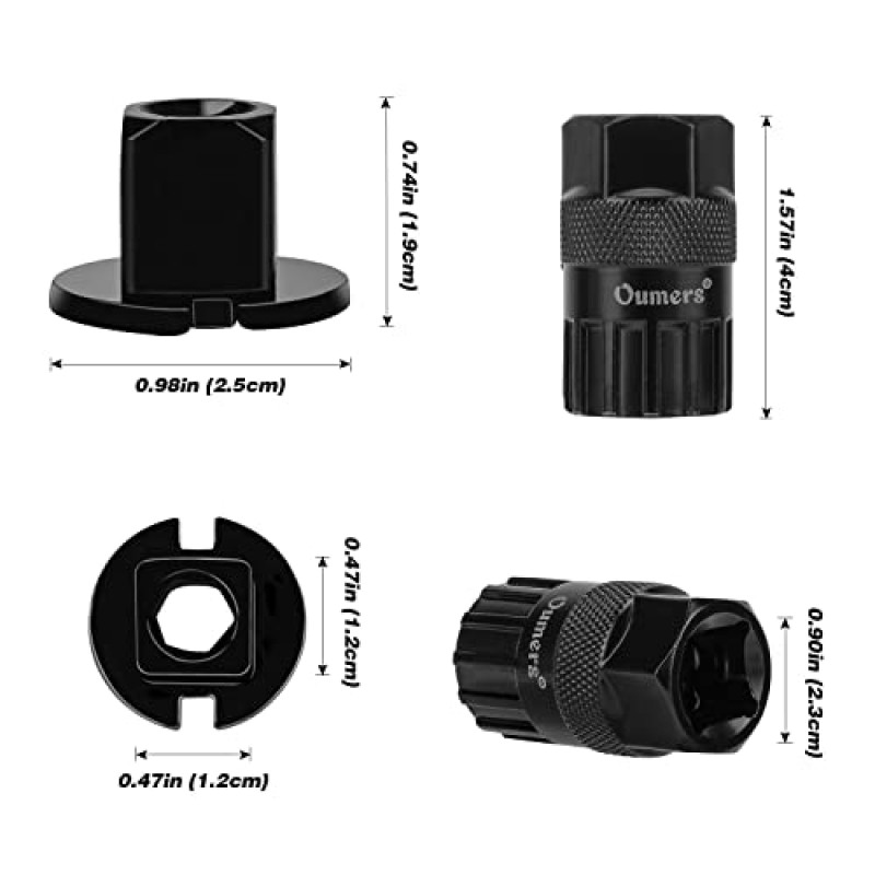 Oumers 크랭크 풀러 자전거 도구 세트, 15mm 자전거 페달 렌치가 있는 실용적인 자전거 수리 도구 크랭크 추출기 프리휠 리무버 사각 헤드가 있는 알렌 렌치