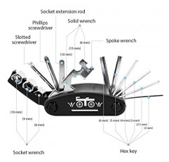 WOTOW 자전거 타이어 수리 도구 키트, 방수 프레임 보관 가방 & 미니 자전거 펌프 & 11 in 1 멀티툴 & 자전거 타이어 레버 패치 로드 마운틴 BMX 사이클링용 휴대용 수리 도구 액세서리 세트