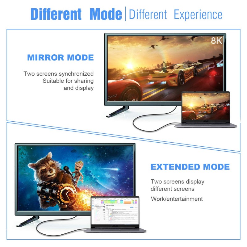 CABLEDECONN USB-C-DisplayPort 8K 케이블 8K@60Hz 4K@144Hz HDTV 어댑터