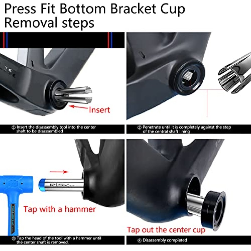 SONZUIA 자전거 프레스 핏 하단 브래킷 컵 제거 도구 및 자전거 헤드셋 컵 제거 도구(크기 0.87