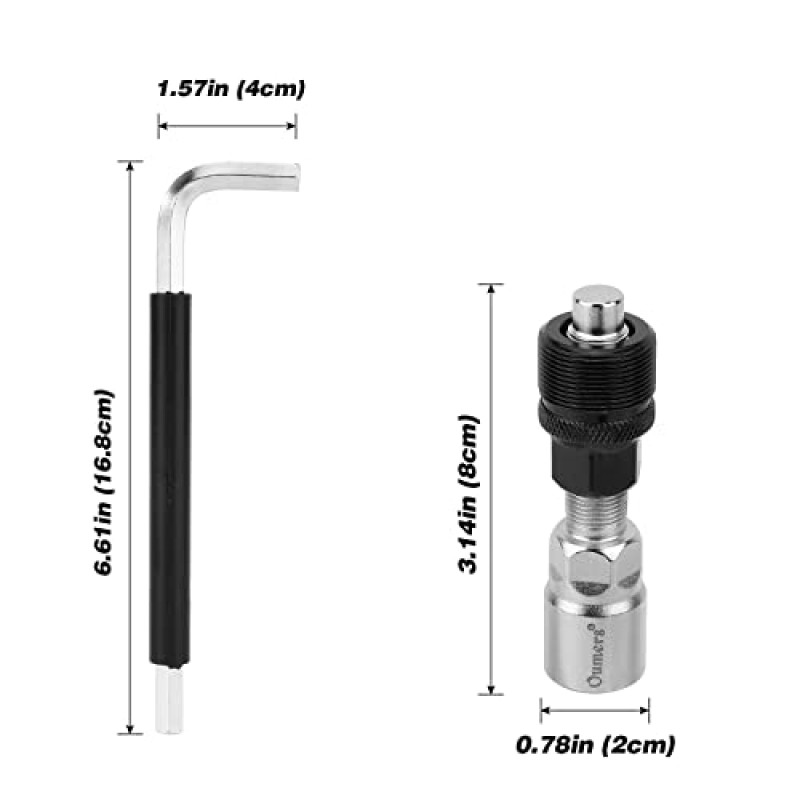 Oumers 6 Pcs 자전거 수리 도구 세트, 3-in-1 Multitool 자전거 카세트 제거 도구 (체인 채찍 알렌 렌치 포함) 잠금 링 리무버, 크랭크 풀러 자전거 크랭크 도구 포함