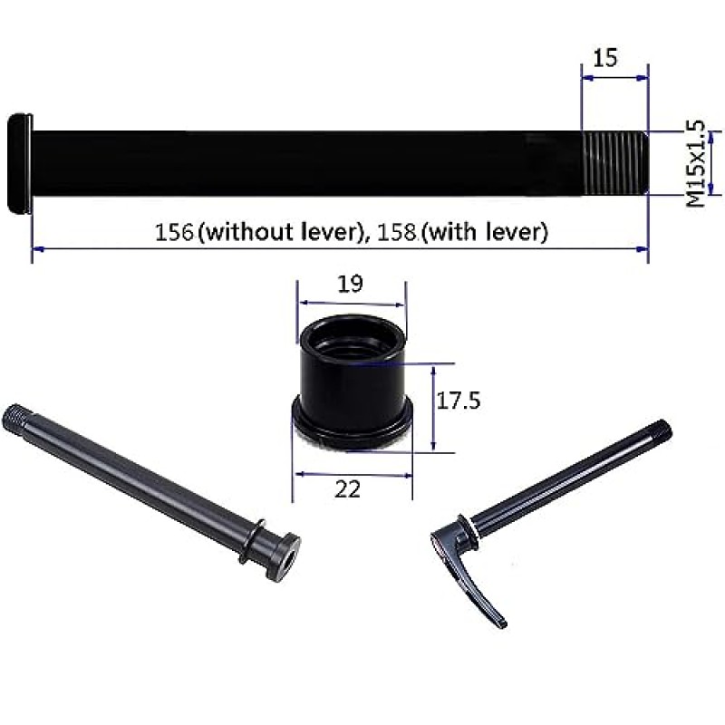 강철 퀵 릴리스 꼬치, 퀵 릴리스 꼬치 15x110 프론트 포크 MTB 도로 자전거용 스루 액슬 꼬치 잠금 너트가 있는 축을 통한 15 X 110 길이 156-158 Mm 퀵 릴리스(색상: Leve 없음)