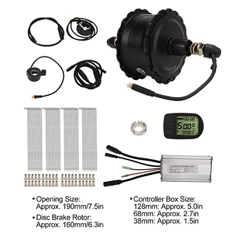 전기 자전거 허브 모터, 자전거용 소음 감소 교체 500w 방수 조인트 브러시리스 허브 모터(20인치)