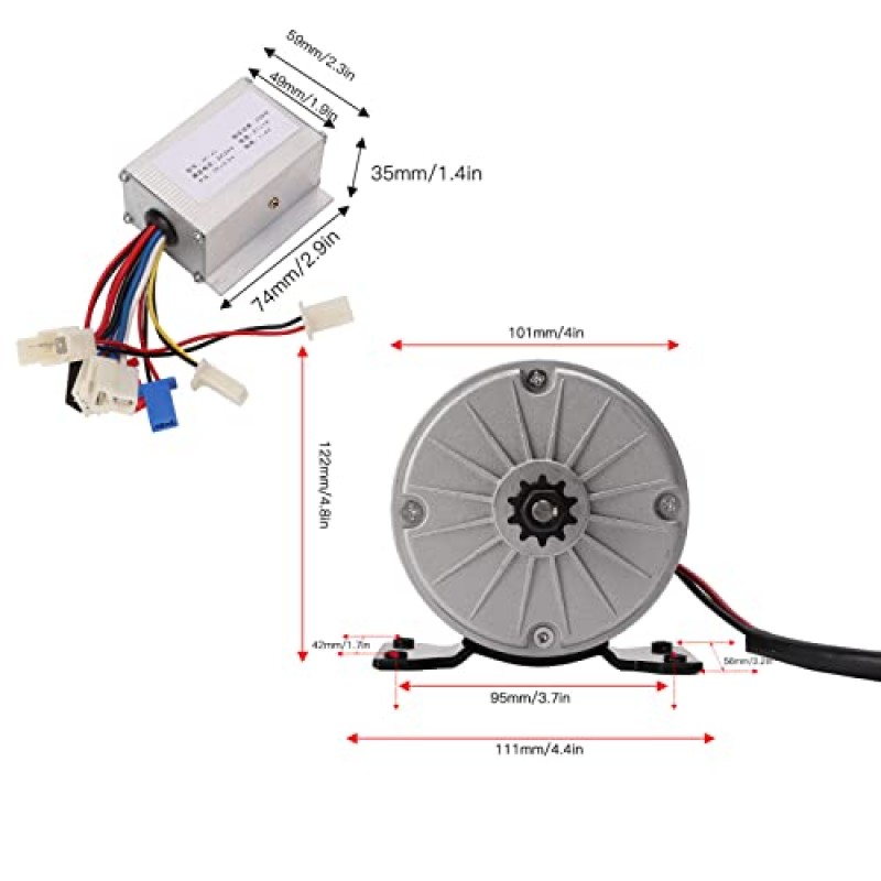 Raguso 고속 24VDC 모터, 녹슬지 않는 250W 고정밀 전기 모터 컨트롤러 키트 전기 자전거 스쿠터 용 알루미늄 합금 28A