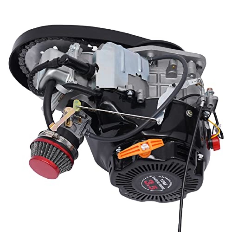 TdiriNar 100CC 4행정 자전거 엔진 키트, 3HP 3600rpm 강력한 가솔린 동력 모터 자전거 수정 DIY 엔진, OHV 공기 냉각 모터 전체 키트 반동 시작 및 연료 탱크가 있는 빠른 속도