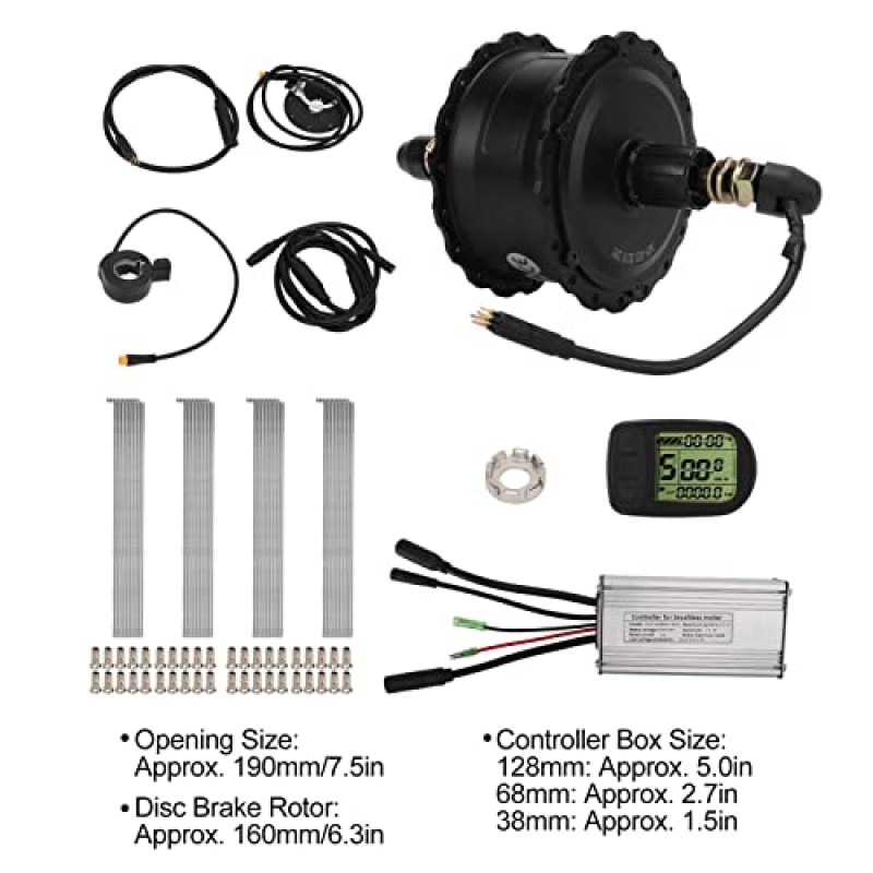 전기 자전거 허브 모터, 자전거용 소음 감소 교체 500w 방수 조인트 브러시리스 허브 모터(26인치)