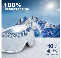 findway 스키 고글 OTG - 남성, 여성 및 청소년용 안경 스노우/스노보드 고글 - 100% 자외선 차단
