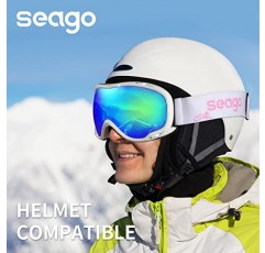 성인 청소년을 위한 Seago OTG 스키 고글, 100% UV400 보호 김서림 방지 헬멧 호환