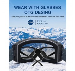 MioTsukus 스키 고글 자기 렌즈 및 클립 잠금 시스템, OTG, 교환 가능 렌즈, 남성 여성용 안개 방지 눈 고글