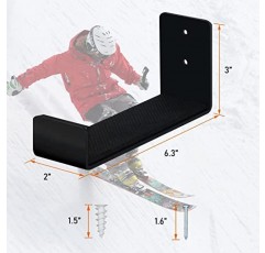 Poskad 스노우보드 벽걸이 랙, 스키 벽걸이 디스플레이, 가정 및 차고 스노우보드 보관소, 견고한 알루미늄 선반 브래킷.