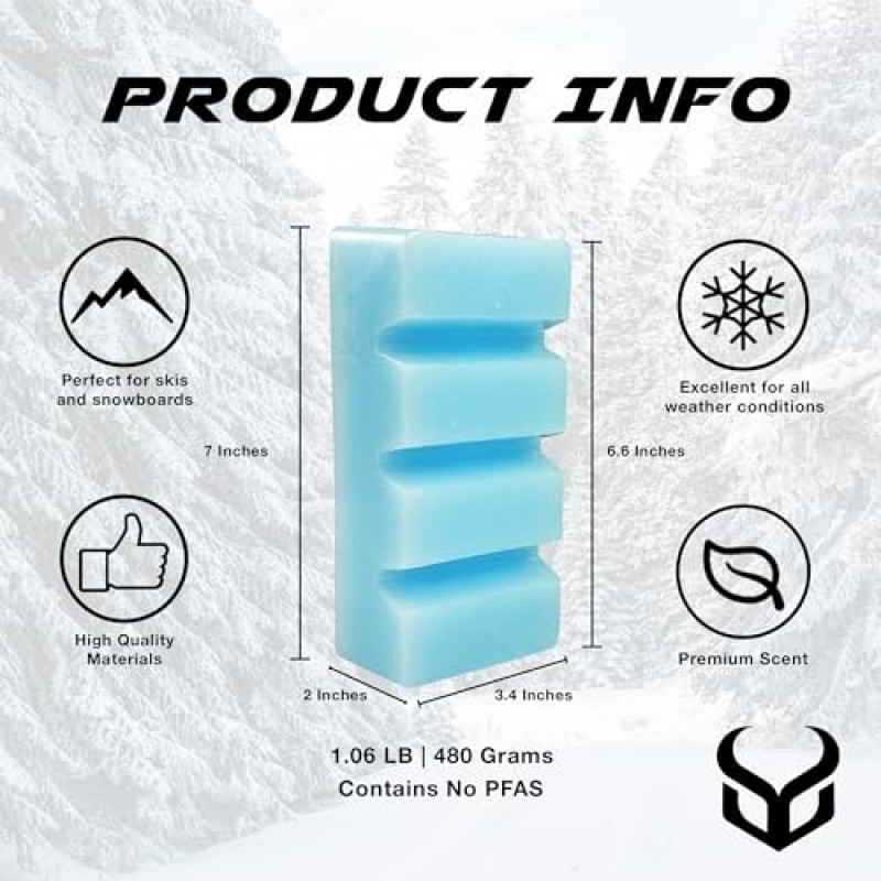 데몬 하이퍼 스키 및 스노보드 왁스 - 모든 온도의 눈에 적합한 범용 혼합물 - 1.06 LB/ 480 gm 블록 - 미국산 - PFAS 없음