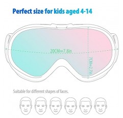 ZABERT 남녀공용 어린이용 스키 고글 3-14세 청소년, 안경 위에 대형 OTG
