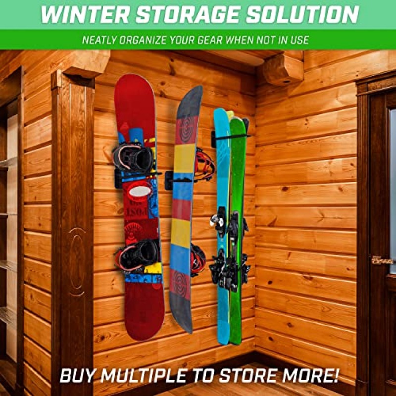 GoSports 벽걸이형 스키 및 스노보드 보관 랙 - 스키 크기 2개 또는 8개