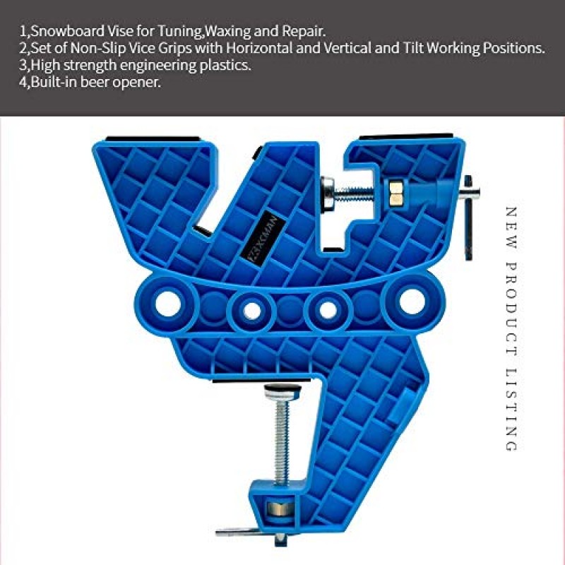 튜닝, 왁싱 및 수리용 XCMAN 스키 스노보드 바이스, 수평 및 수직 및 틸트 작업 위치가 있는 미끄럼 방지 바이스 그립 세트, 고무 스키 브레이크 리테이너, 쌍