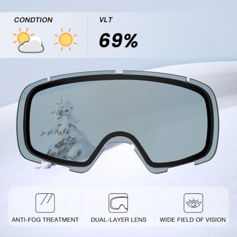 DBIO 스키 고글 - OTG 자외선 차단 안개 방지 눈/스노우보드 고글 남성 여성 성인 청소년