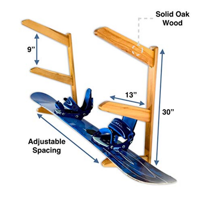 StoreYourBoard 목재 스노우보드 벽걸이, 실내 보관, 천연 원목(보드 3개)