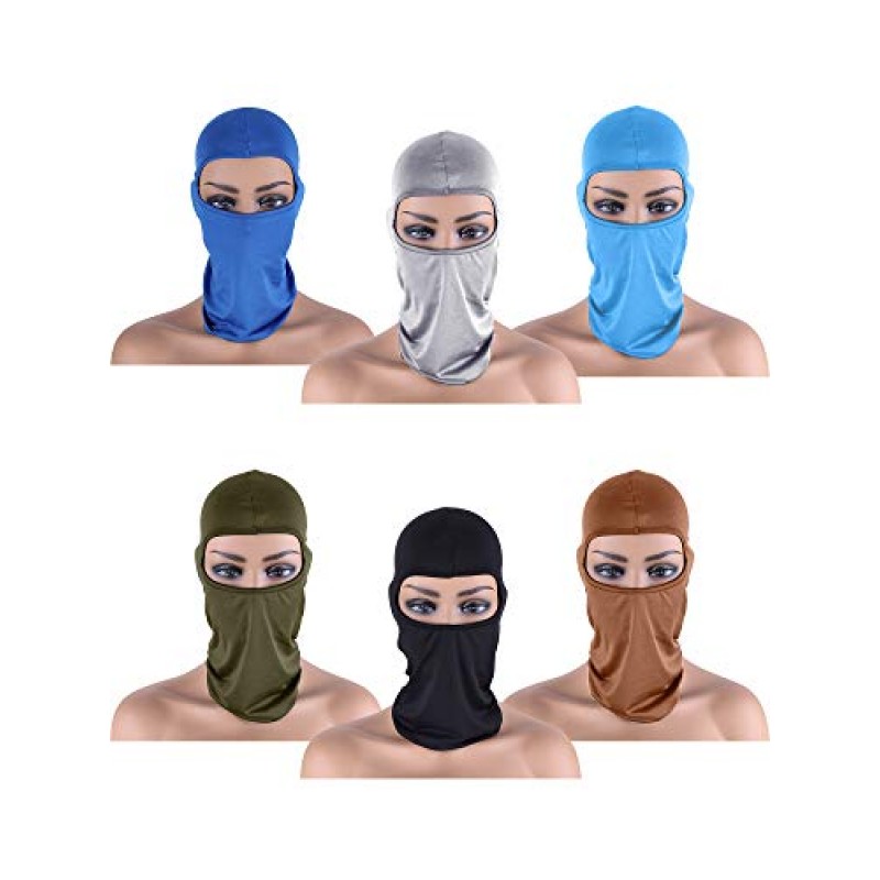 6 Pcs 스키 마스크 풀 페이스 커버 Balaclava 겨울 목 각반 스카프 남성용 UV 보호 야외 사이클링 러닝 후드