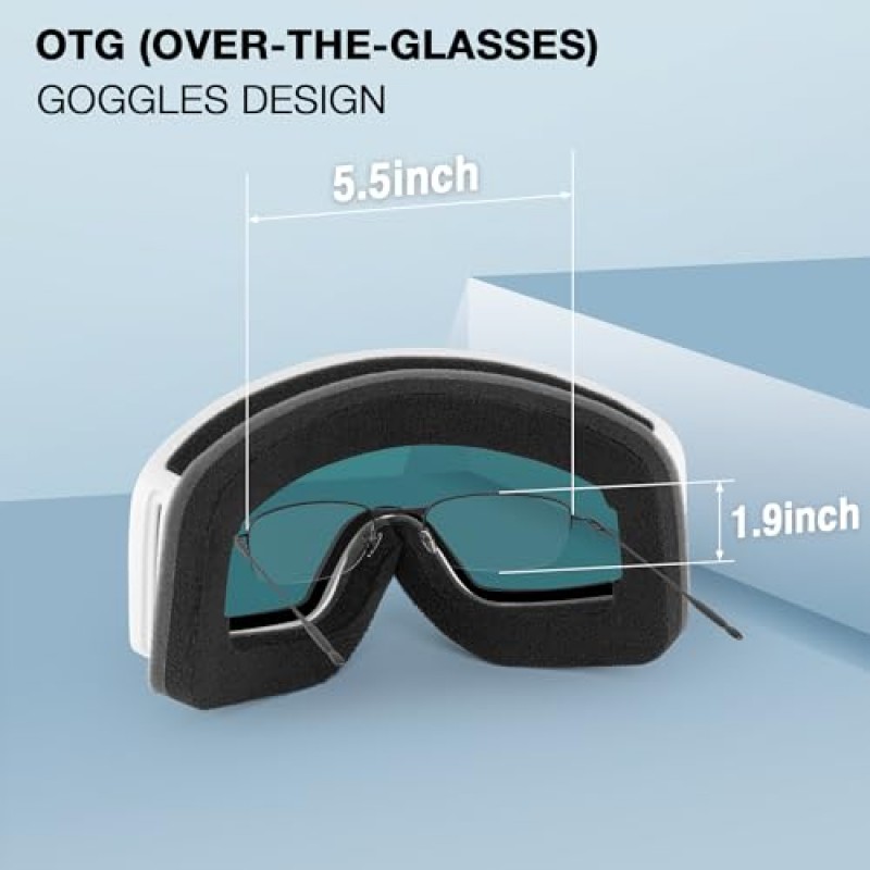 DBIO 스키 고글 - OTG 자외선 차단 안개 방지 눈/스노우보드 고글 남성 여성 성인 청소년